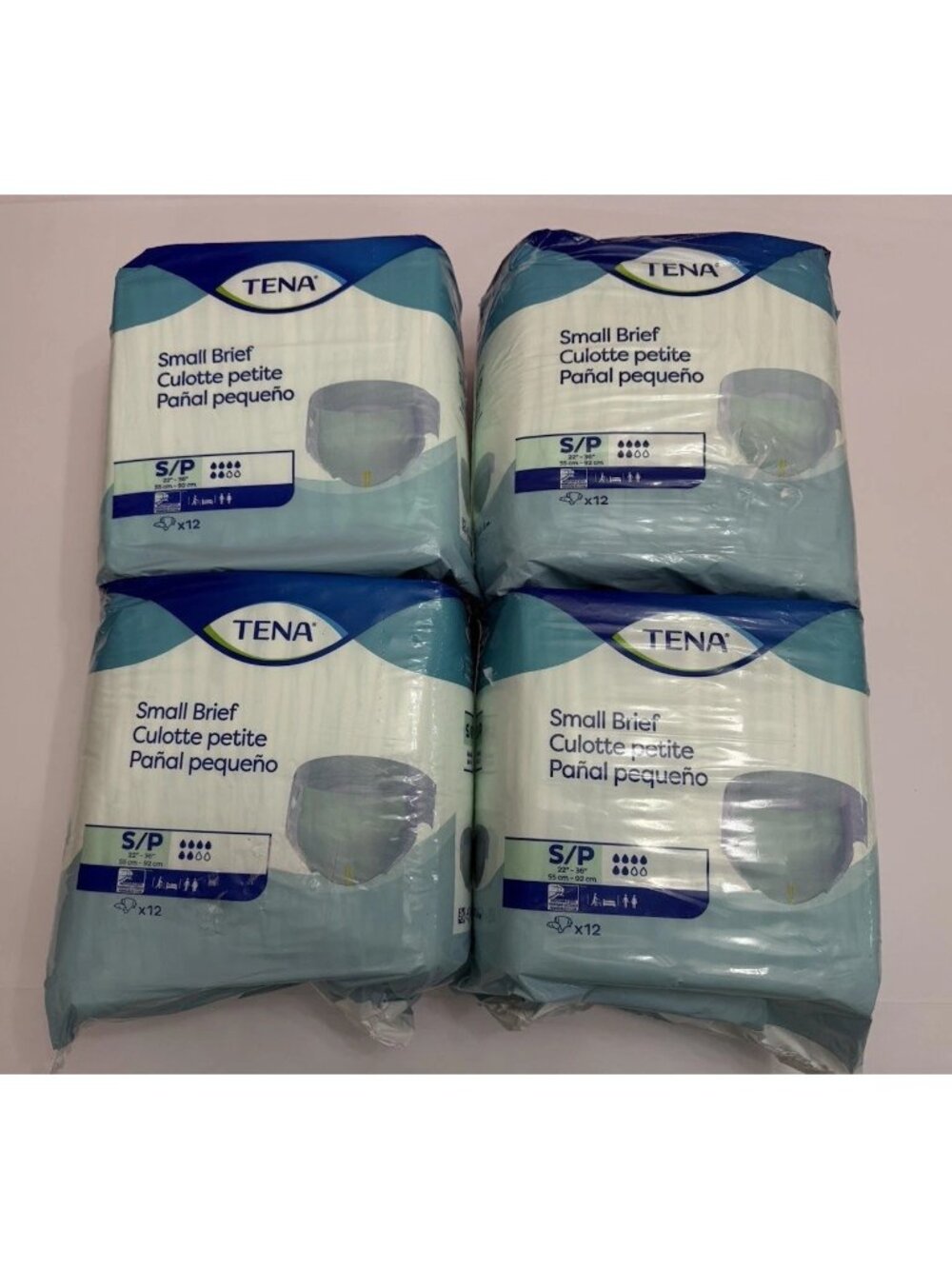 48 TENA Incontinence Briefs Diapers 4 Pack of 12 Fits 22"-36" Size Small S/P New